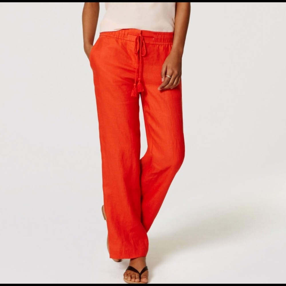 LOFT | Burnt Orange Linen Pants sz